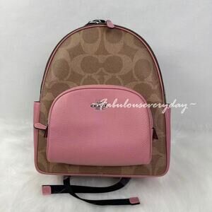 Coach Court Backpack In Maxi Signature Canvas In Tan/Dusty Pink CCK72 NWT